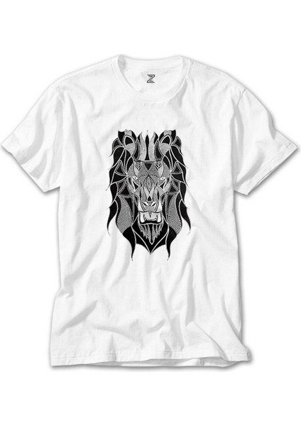 Lion Mozaik Beyaz Tişört