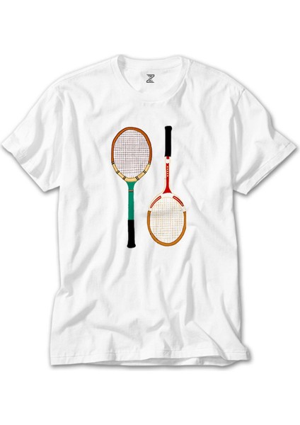 Tennis Rackets Colored Beyaz Tişört