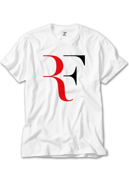 Roger Federer Colored Logo Beyaz Tişört