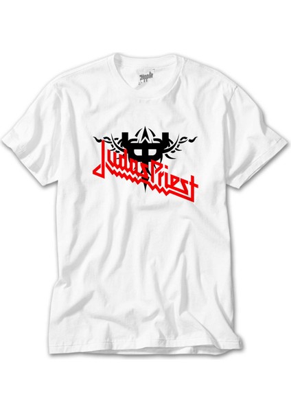 Judas Priest Logo And Figure Beyaz Tişört