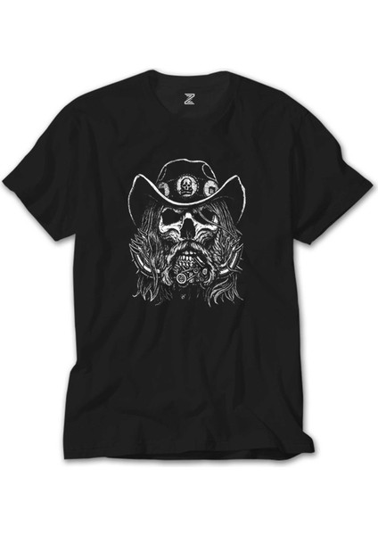 Motörhead Lemmy Kilmister Skull Portre Siyah Tişört