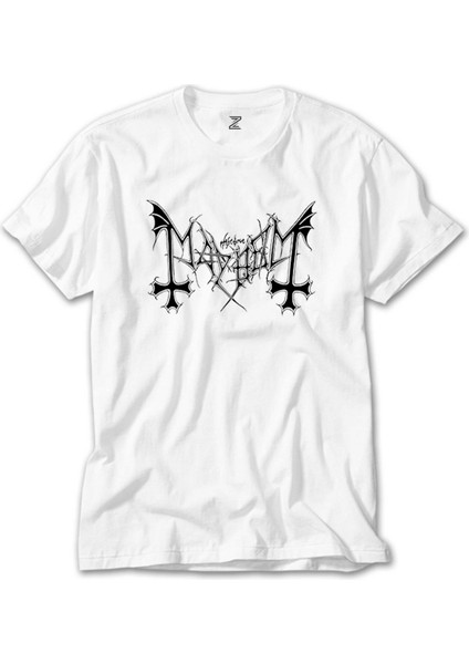 Mayhem Logo Text Beyaz Tişört