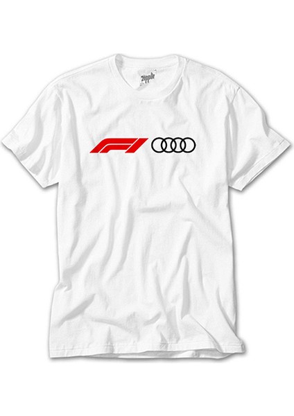 F1 Audi Logo Beyaz Tişört