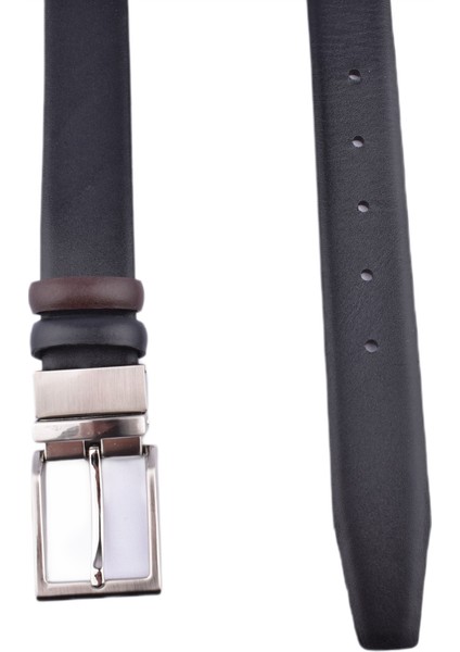 Fsm-22 Çift Yön Deri 3,5 cm KEMER/SİYAH-KAHVE/120 - 48