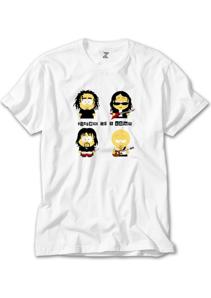 System Of A Down Cartoon Beyaz Tişört