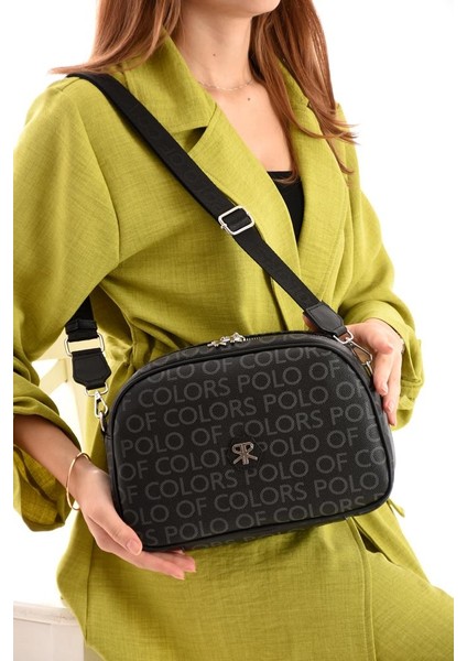 Impolo Holly Siyahempirme Baskı Kadın Spor Çapraz Ve Omuz Çantası 20x28 Ebatında