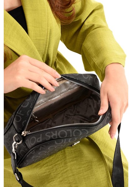 Impolo Holly Siyahempirme Baskı Kadın Spor Çapraz Ve Omuz Çantası 20x28 Ebatında modelleri