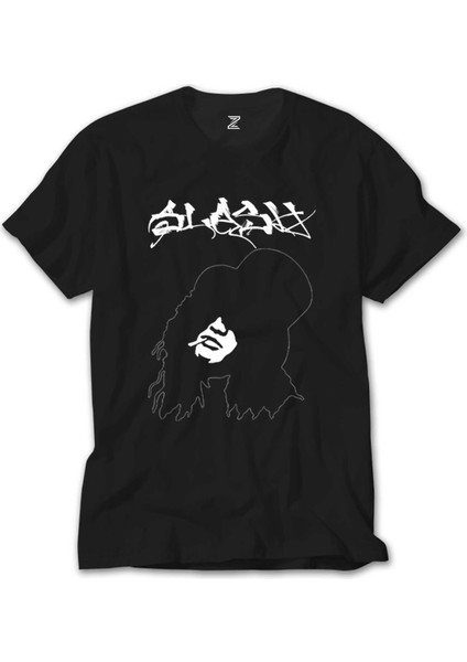 Slash Portre Text Siyah Tişört