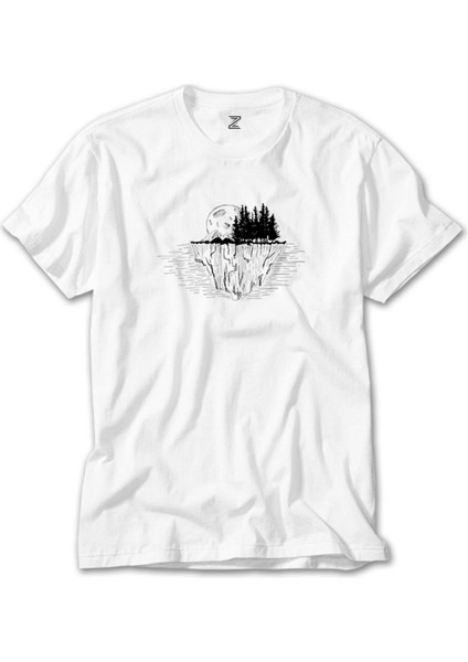 Moon Mountain Landscape Beyaz Tişört