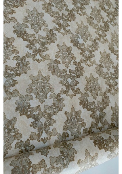 Black Serisi Silinebilir Krem Işıltılı Damask Duvar Kağıdı 16 M²