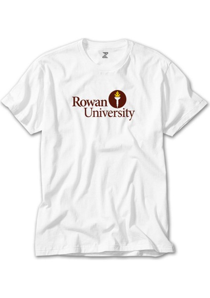 Rowan University Logo Text Beyaz Tişört