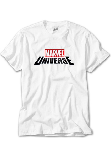 Marvel Universe Logo Beyaz Tişört