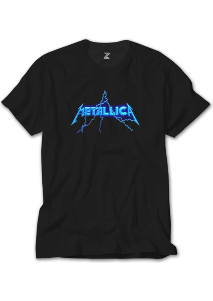 Metallica Logo Lightning Siyah Tişört
