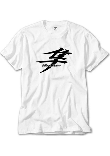Hayabusa Logo Text Beyaz Tişört