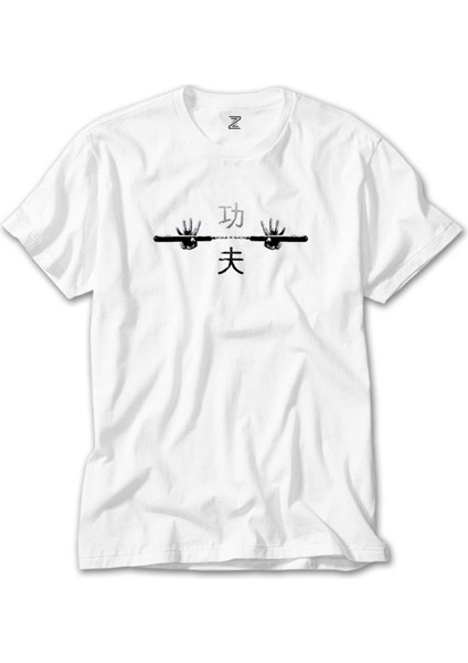 Kung Fu Nunchaku Beyaz Tişört