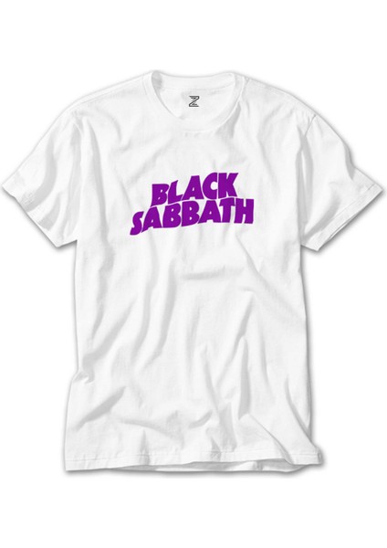 Black Sabbath Purple Yazı Beyaz Tişört