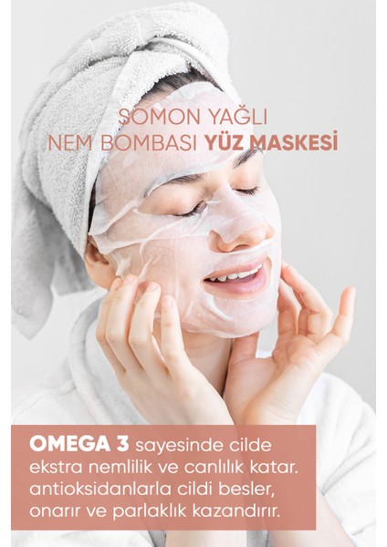 Somon Yağı Hyaluronik Asit Nem Bombası Kağıt Yüz Maskesi 10'lu Paket fiyatları