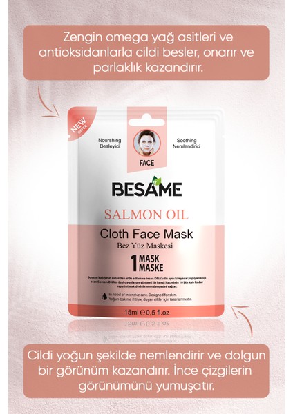 Somon Yağı Hyaluronik Asit Nem Bombası Kağıt Yüz Maskesi 10'lu Paket modelleri