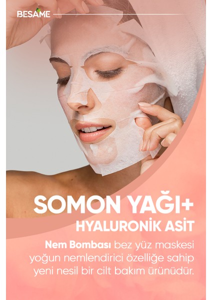 Somon Yağı Hyaluronik Asit Nem Bombası Kağıt Yüz Maskesi 10'lu Paket indirimleri