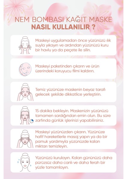 Somon Yağı Hyaluronik Asit Nem Bombası Kağıt Yüz Maskesi 10'lu Paket