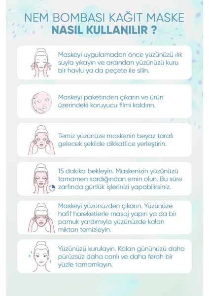 Bitkisel Karışım Herbal Mixture Nem Bombası Kağıt Yüz Maskesi 10'lu Paket