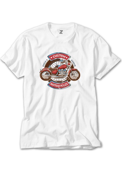 Custom Motorcycle Beyaz Tişört