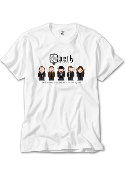 Opeth Group Animation Beyaz Tişört