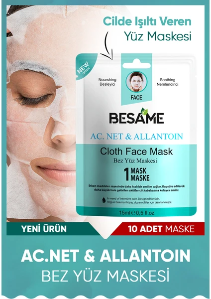 Ac.net & Allantoin Nem Bombası Kağıt Yüz Maskesi 10'lu Paket