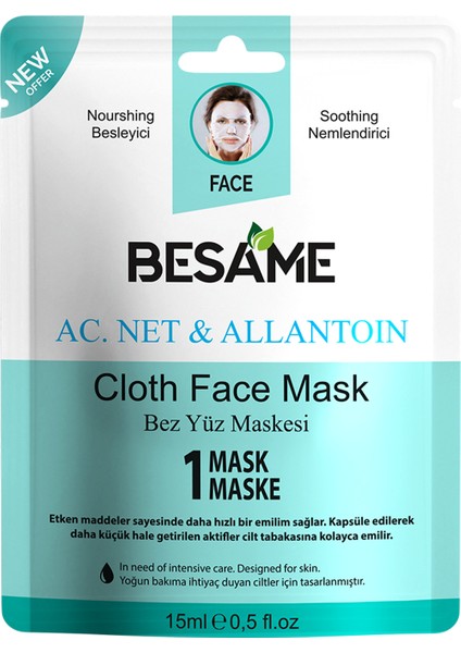 Ac.net & Allantoin Nem Bombası Kağıt Yüz Maskesi 10'lu Paket