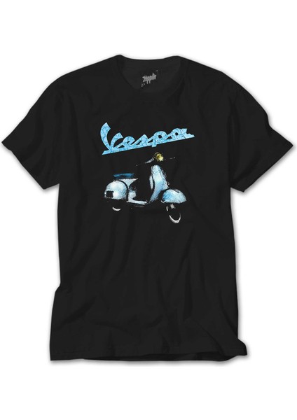 Vespa Vintage Siyah Tişört