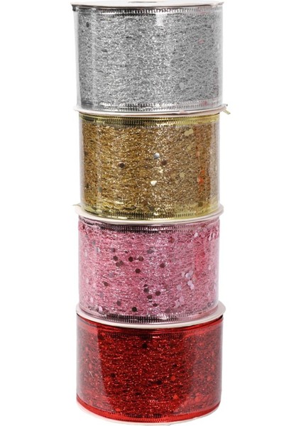 Yılbaşı Temalı Simli Altın Kurdela 5cmx2,7m modelleri