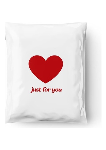 Just For You Baskılı - Beyaz Cepsiz Kargo Poşeti 30X37,5X5 - 100 Adet