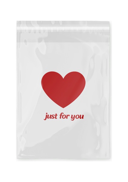 Just For You Baskılı - Beyaz Cepsiz Kargo Poşeti 30X37,5X5 - 100 Adet
