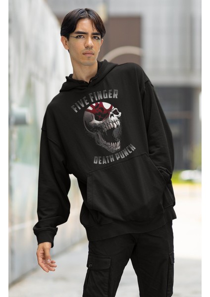 Five Finger Death Punch Baskılı Kapüşonlu Sweatshirt, Oversize Rock Band Baskılı Hoodie fiyatları