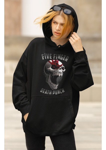 Five Finger Death Punch Baskılı Kapüşonlu Sweatshirt, Oversize Rock Band Baskılı Hoodie modelleri