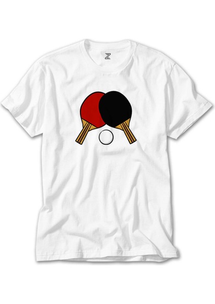 Ping Pong Rackets Colored Beyaz Tişört