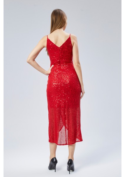 Kruvaze Yaka Ip Askılı Payet Abiye Elbise indirimleri