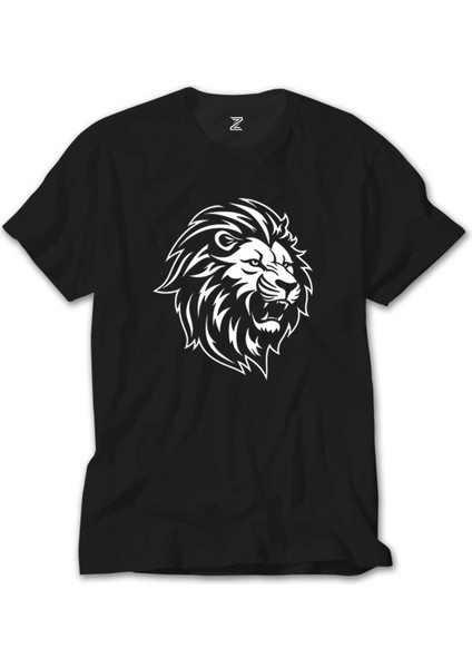 Black And White Lion Siyah Tişört