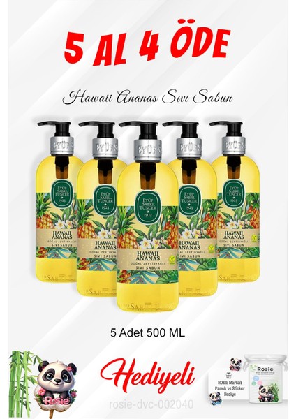 5 Al 4 Öde Hawaii Ananas Sıvı Sabun 500 ml ve Rosie Pamuk