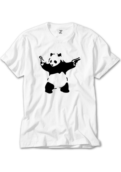 Panda Guns Beyaz Tişört