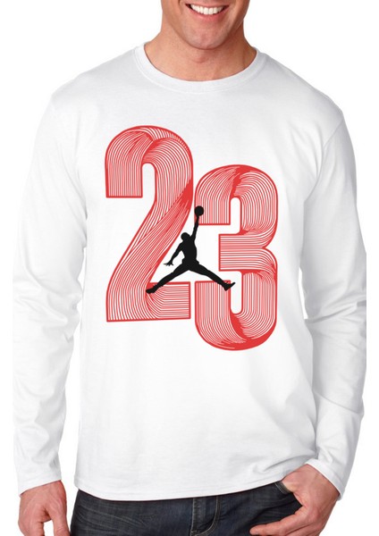 Yirmi Üç Uzun Kollu Beyaz Penye Tshirt