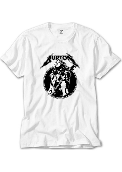 Metallica Cliff Burton Guitar Beyaz Tişört