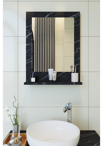 Safir Banyo Aynası Dresuar 45X60 Mermer Desen Raflı Banyo Aynası fiyatları
