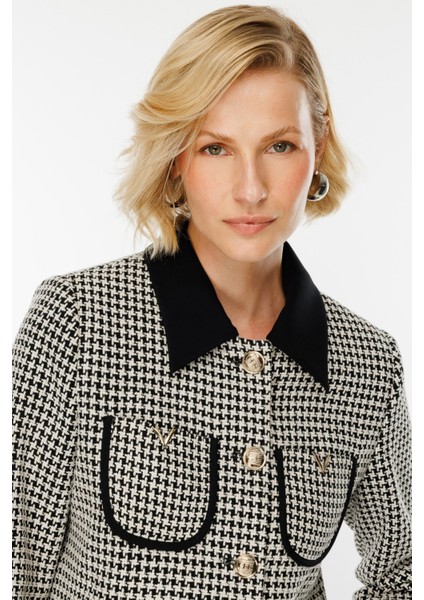 Kazayağı Desenli Torba Cep Ceket modelleri