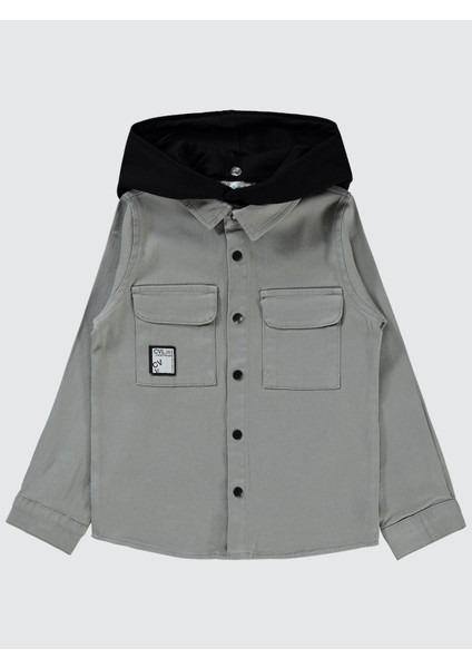 Erkek Çocuk Kapşonlu Gömlek 10-13 Yaş Gri