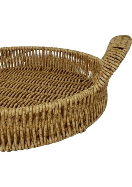 Dekoratif Dayanıklı Çok Amaçlı Rattan Yuvarlak Tepsi Küçük Boy (S) modelleri