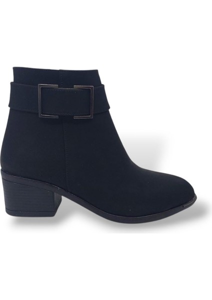 517 Kadın Siyah Tokalı Fermuarlı Bot