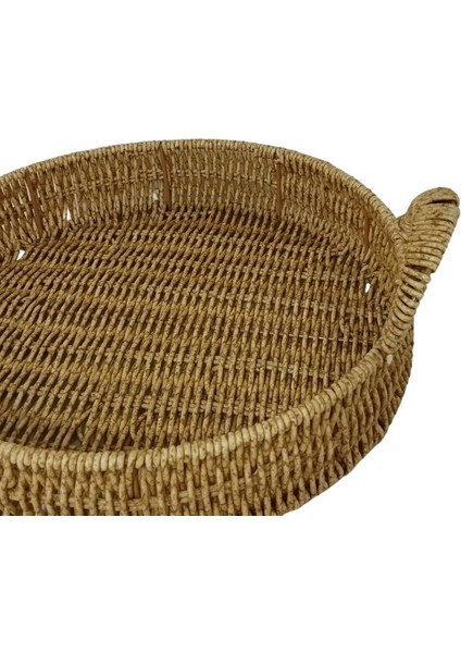 Dekoratif Dayanıklı Çok Amaçlı Rattan Yuvarlak Tepsi Orta Boy (M) modelleri