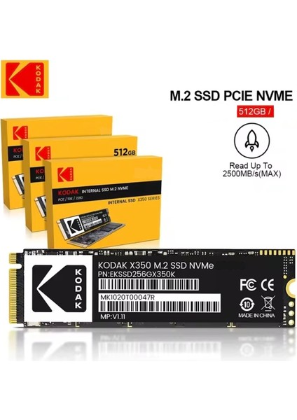 512Gb. X350 Ssd M.2 2280 Nvme PCLe Gen 3.0x4 Yüksek Hızlı 2500MBs.