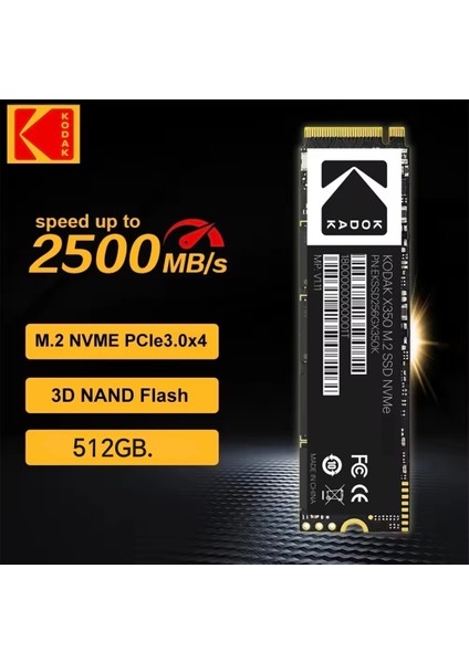 512Gb. X350 Ssd M.2 2280 Nvme PCLe Gen 3.0x4 Yüksek Hızlı 2500MBs.